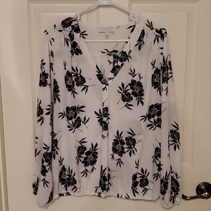 Black and white flower blouse